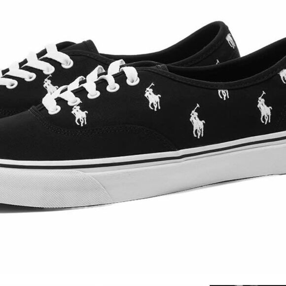 NEW Polo Ralph Lauren Men's All Over Pony Player Keaton Sneakers in Black Sz 8.5 - Picture 3 of 12